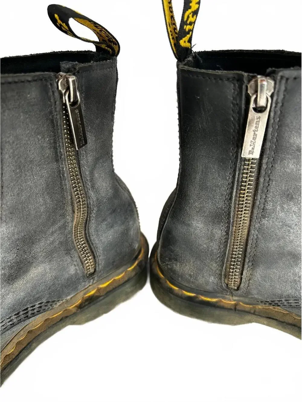 Distressed Dr. Martens Front Zip Combat Boots Men’s 9 Biker